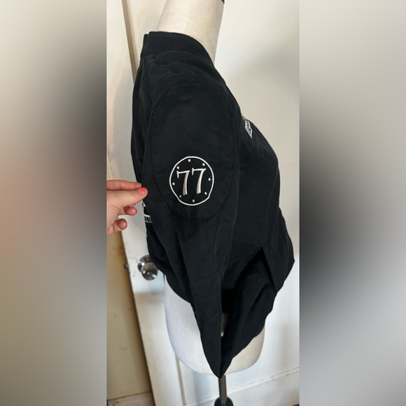 American Eagle Bomber Jacket Embroidered Aviator Biker Moto Varsity Jacket - Picture 7 of 9